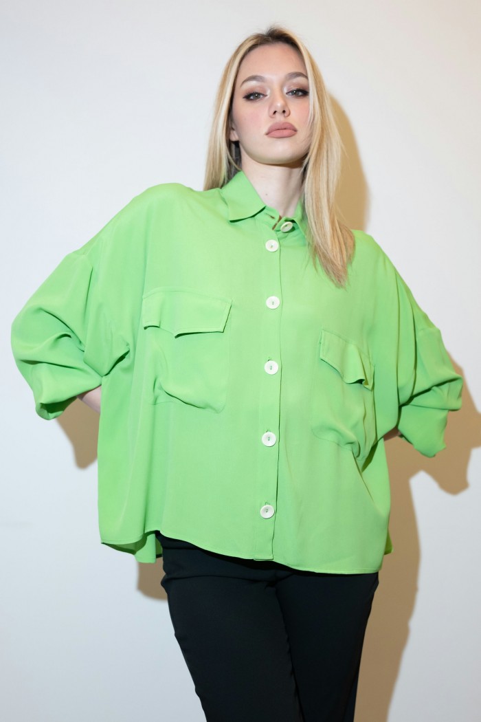 CAMICIA 461 TES SETA VERDE